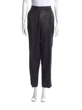 Gucci Authentic Solid Black Shine Fabric High Rise Straight Leg Pants 44 8 Med